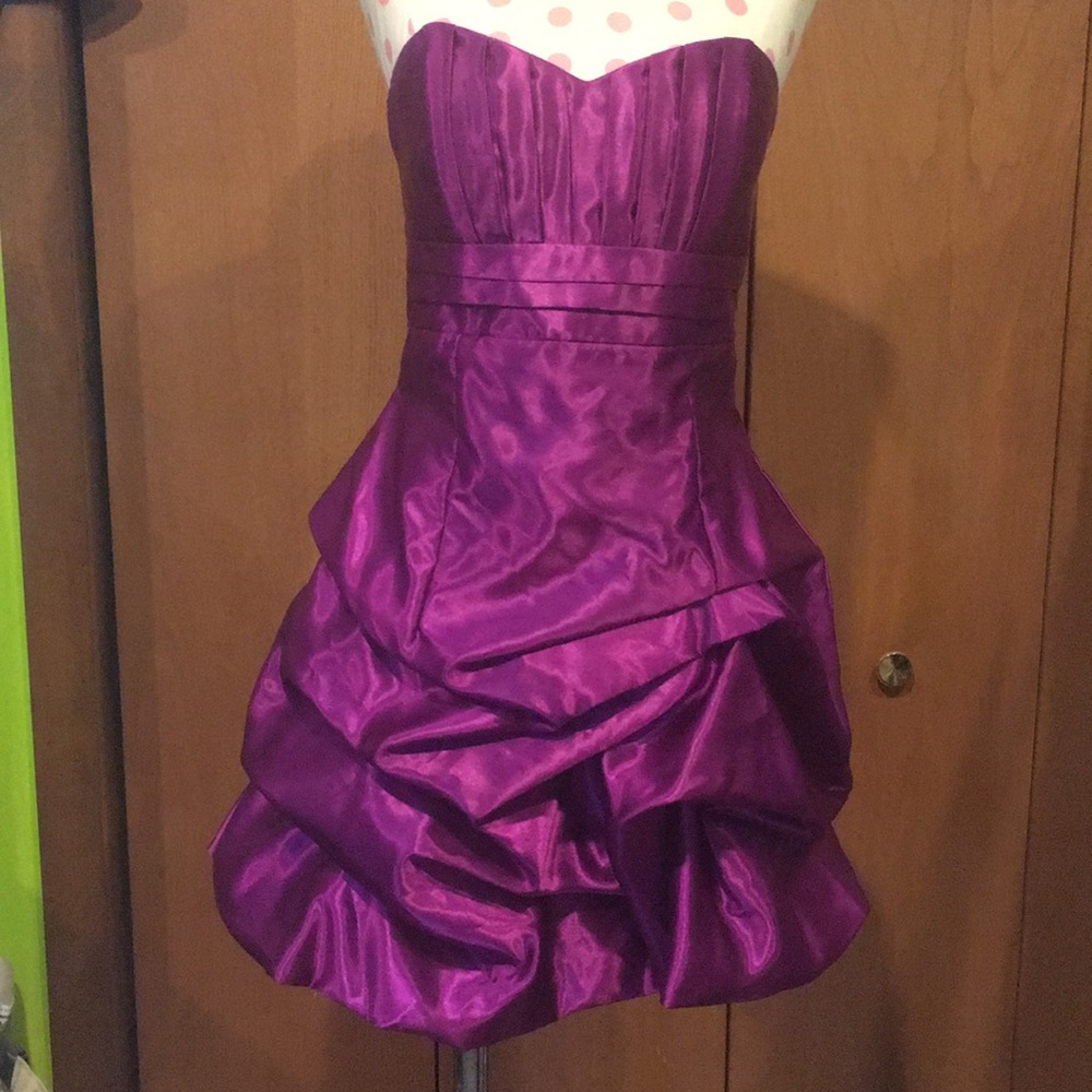 Fuchsia rouched homecoming dress prom